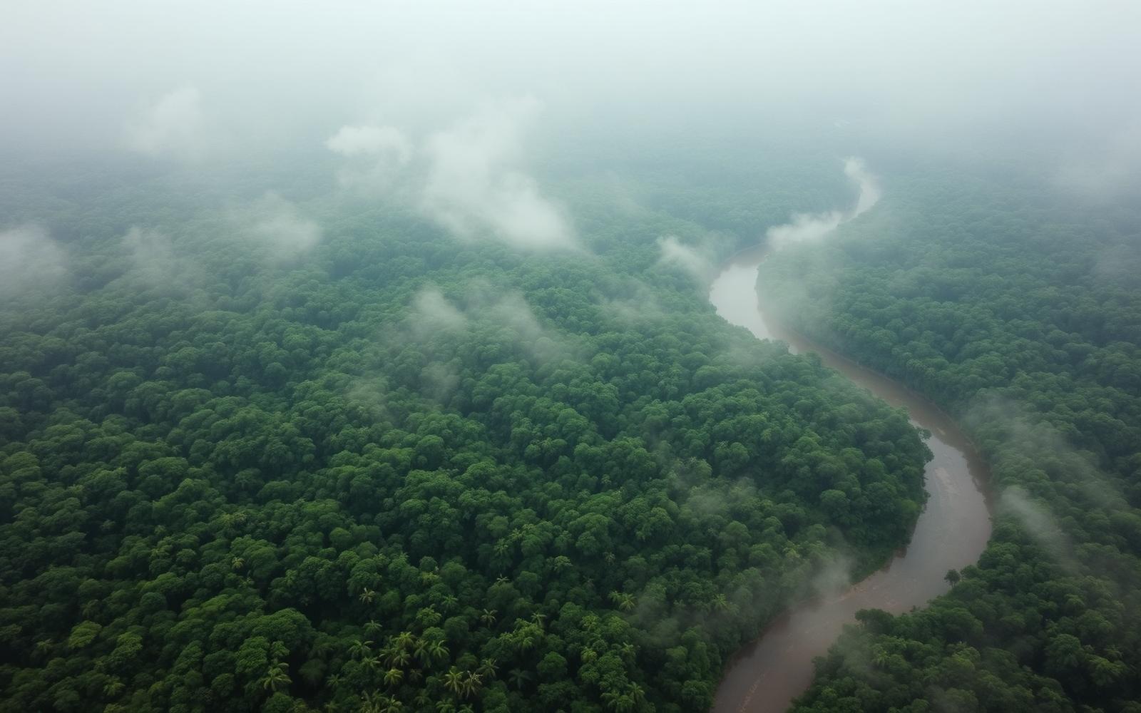Amazon river meandering through rainforest in Rondônia